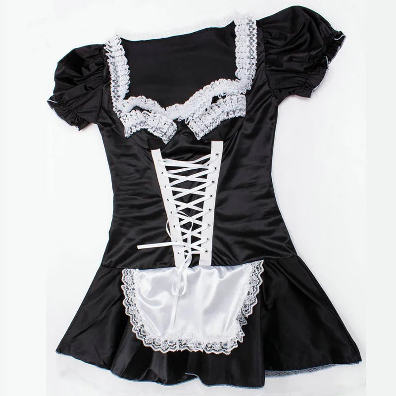 Black Cute French Maid Cosplay Costume Dress Lolita Girls Sexy Vestidos Woman Waitress Maid Party Stage Clothes Plus Size