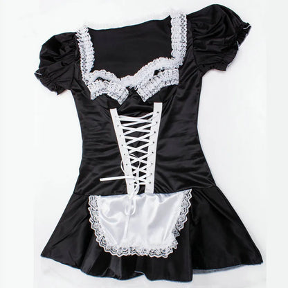 Black Cute French Maid Cosplay Costume Dress Lolita Girls Sexy Vestidos Woman Waitress Maid Party Stage Clothes Plus Size