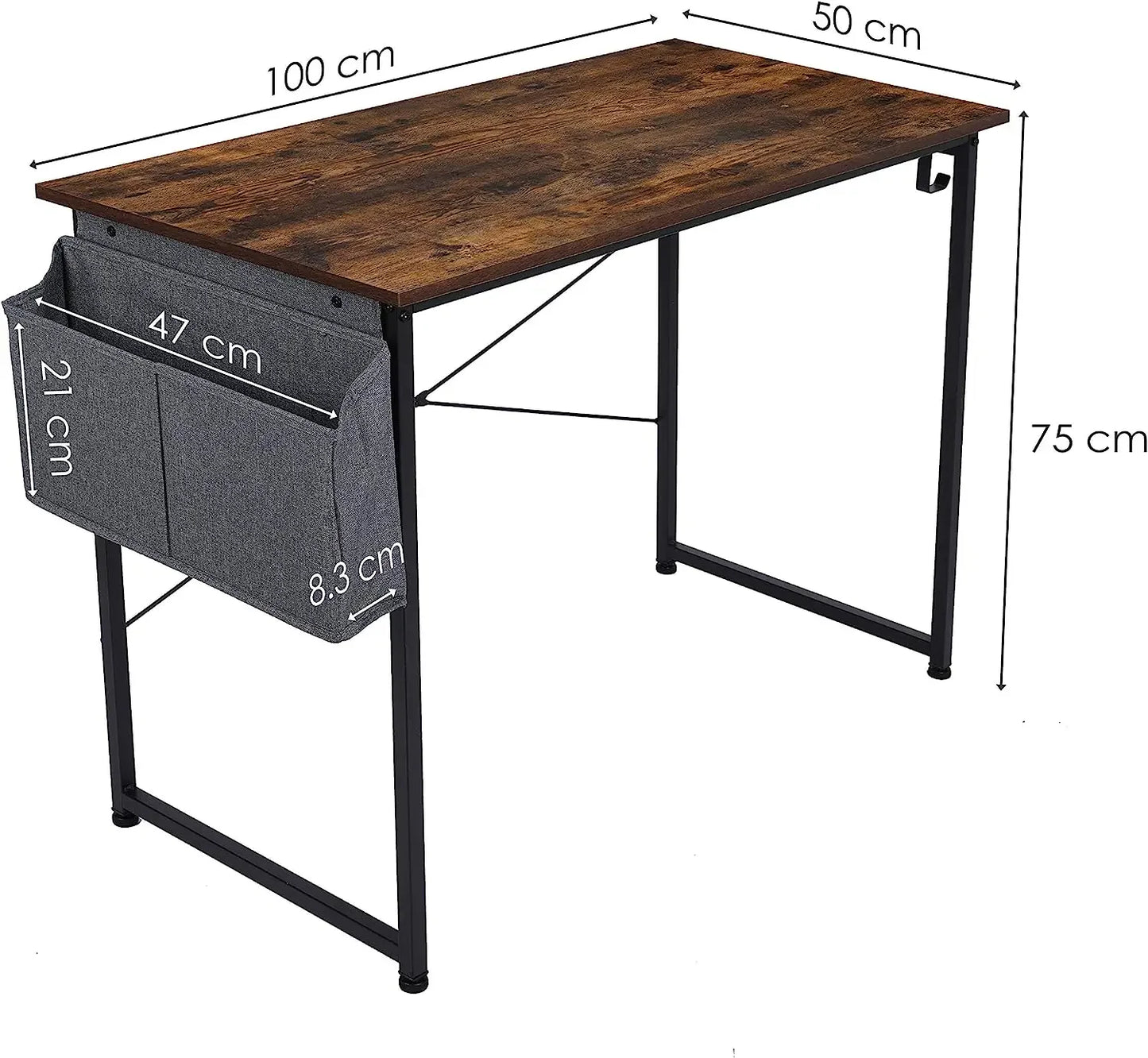 Homfa Desk Computer PC Desk Laptop Table Home Office School Work Desk Stable with Organizer 100 x 50cm