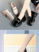 5.5cm British Style Thick Bottom Patent Leather Loafers Women's Platform Shoes 2024 Spring Shallow Block Heels Shoes Office