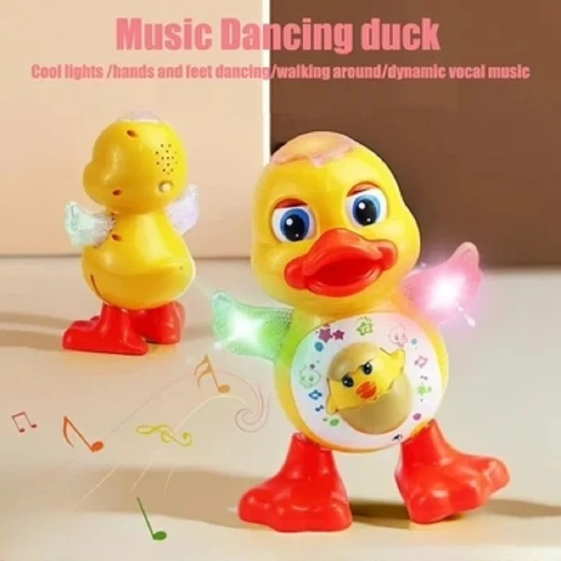 Pato eléctrico bailarín, divertido, parpadeante, con luz intermitente, sacude el cuerpo, lindo animal de dibujos animados musical, juguete educativo, regalo para niños