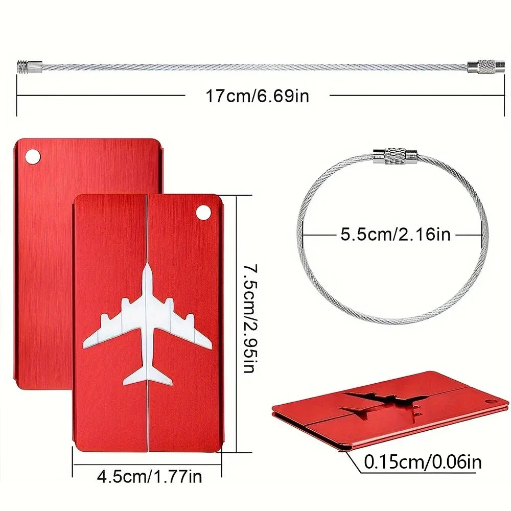 Aluminium Alloy Aircraft Luggage Tag with Name Travel Luggage Tag ID Card Anti-lost Solid Color Travel Accessories