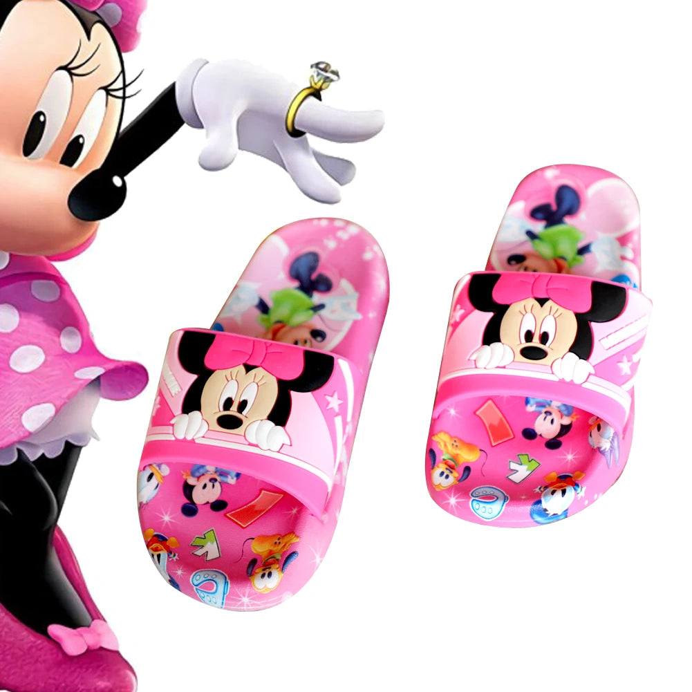 Nuevas sandalias de verano para niños, con dibujos de Minnie, zapatos de suela suave para niños y niñas, zapatillas antideslizantes, aptas para todas las estaciones.