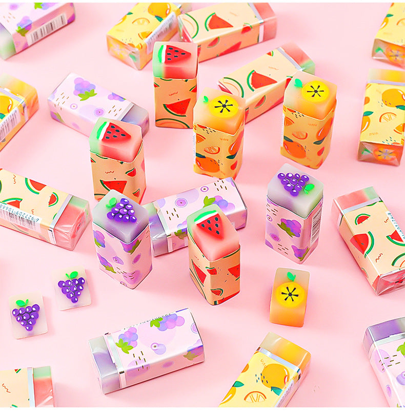 3pcs/lot Cartoon Creative Fruit Eraser Pupils Exam Pencil Eraser Children's Stationery Painting Sketch Eraser  School  Kawaii