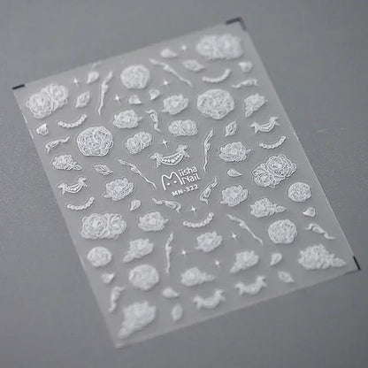 1 piece 5D Spider Web Nail Sticker Cross Silver White Black Glitter Transparent Rhinestone Rose Self-Adhesive Nail Art Sticker