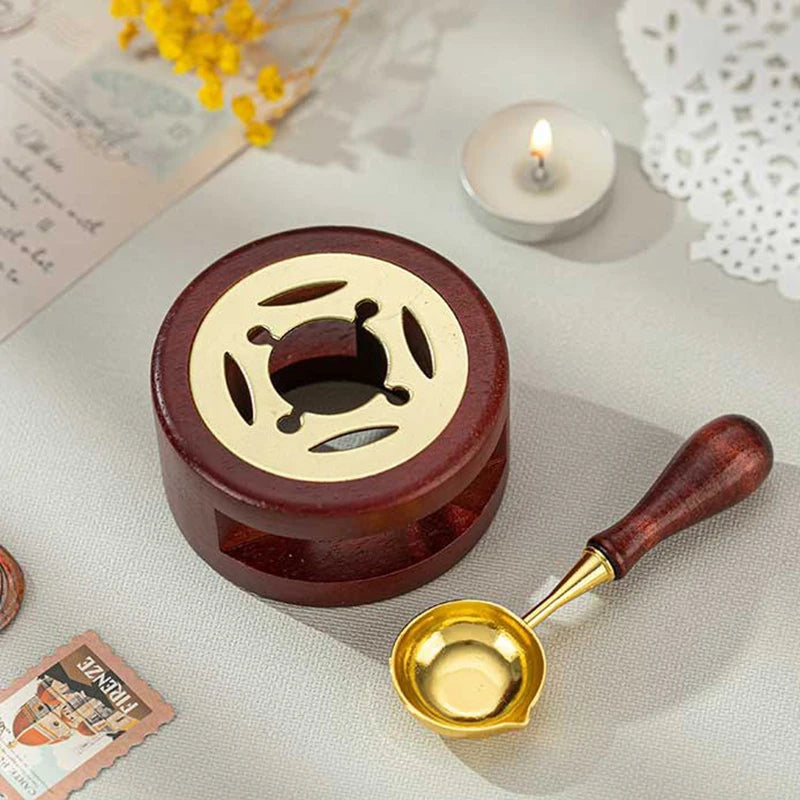 Sealing Wax 1 Set of Spoon Sealing Wax Furnace Stove Pot Seal Decorative Craft Gift Solid Wood Wax Stamp Craft Supplies SB002