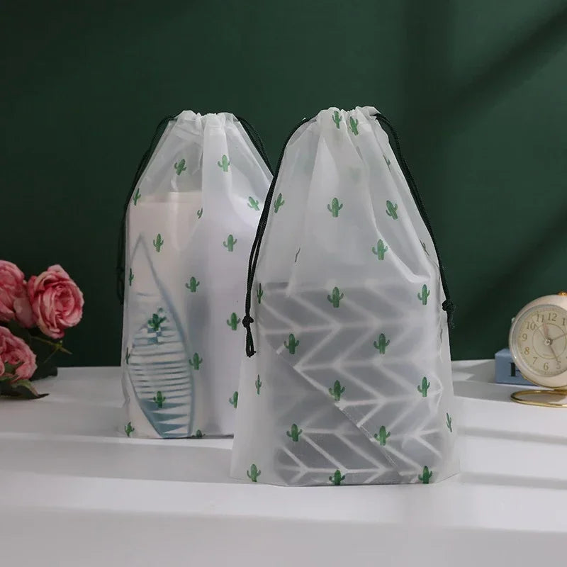 Clear Waterproof Travel Makeup Bag Cosmetic Organizer Drawstring Storage Bag Toiletry Bag