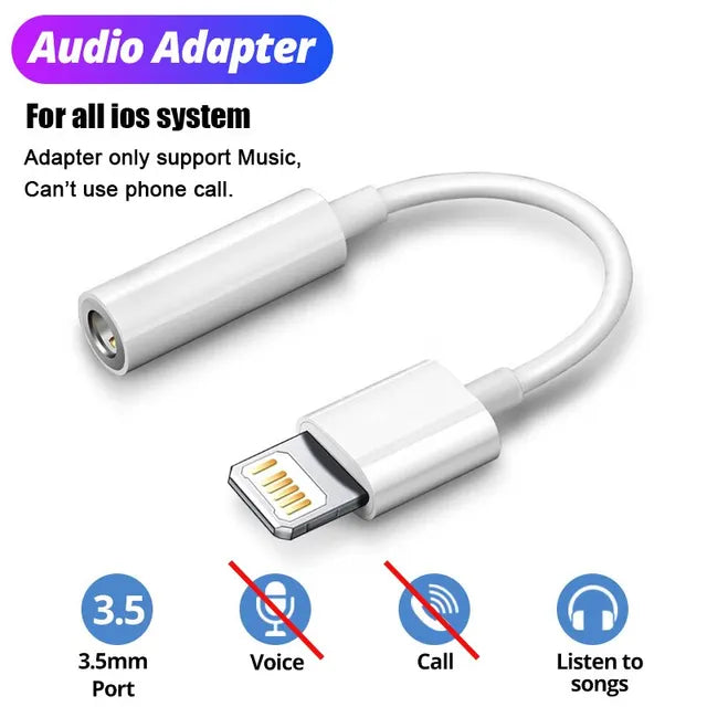 Audio Splitter Cable for iPhone IOS Adapter Headphone Converter 3.5mm Aux Cable for iPhone 14 13 Pro Max Male to Female