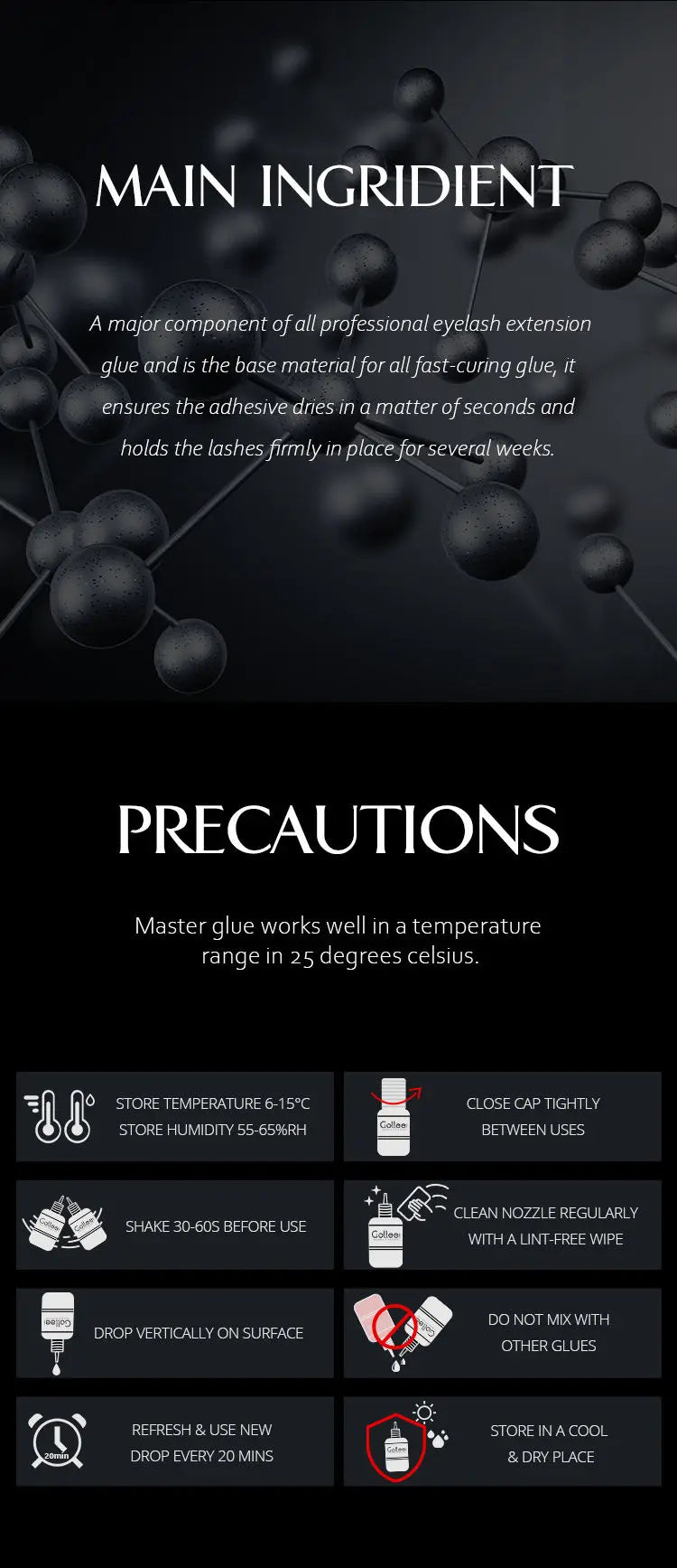 Gollee Fast drying 0.5s Glue for Eyelash Extension Quickly Dry False Eyelash Adhesive Supplies Glues For Salon Makeup Tools