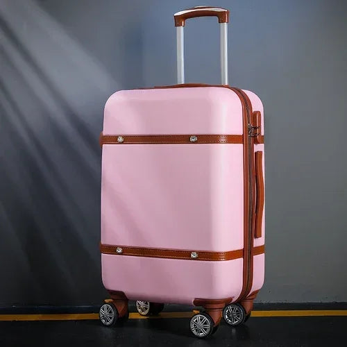 Rolling luggage set Women Fashion combination lock Travel Suitcase Set Universal Cosmetic bag Retro 2pcs Trolley Luggage Set