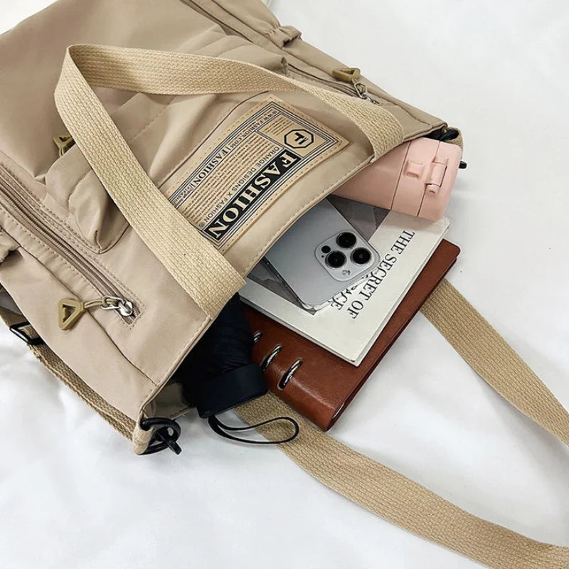Student Makeup Tote Bag Korean Version Color Blocked Crossbody Bag Women's Fashionable Nylon Single Shoulder Handbag