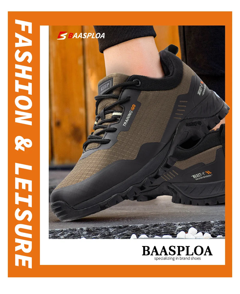 Baasploa Men's Anti-Skid and Wear-Resistant Hiking Travel Shoes Fashion Waterproof Outdoor Sneaker Comfortable Male Sport Shoes