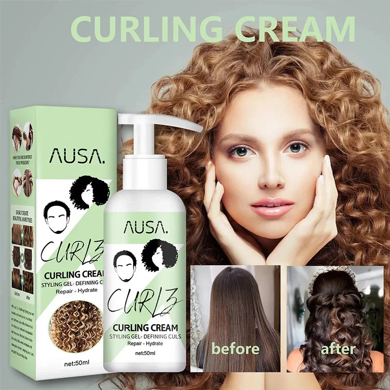 Crema para rizar el cabello de 50 ml, previene la rotura, antifrizz, elasticidad, loción potenciadora, moldeadora, suave, hidratante, cuidado del cabello