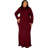 WSFEC XL-5XL Plus Size Dresses For Women Clothing 2022 Autumn Winter Solid Long Sleeve Bodycon Sexy Casual Long Dress Dropshipping 