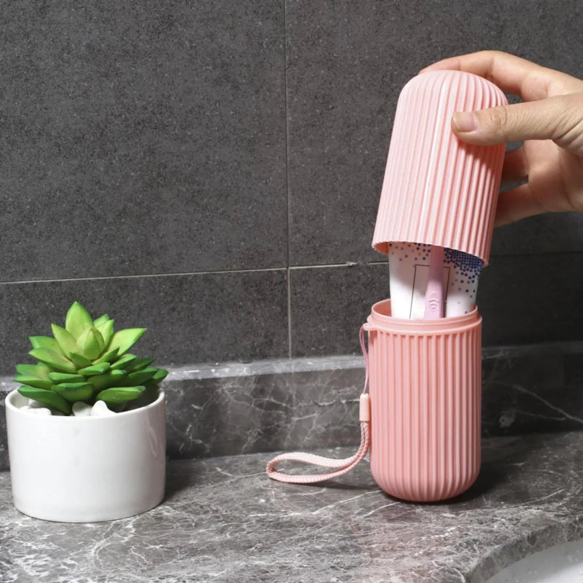 1Pc Portable Toothbrush Cup Bathroom Toothpaste Holder Storage Case Box Organizer Travel Toiletries Storage Cup New Creative