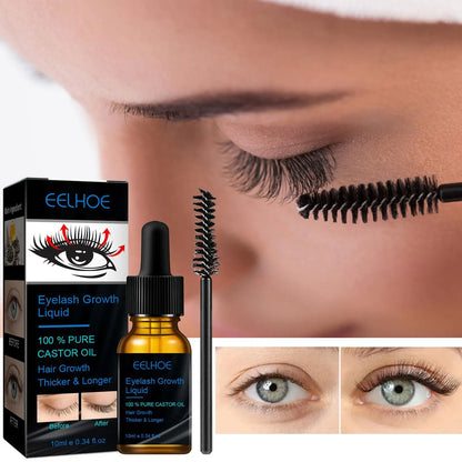 Castor Oil Eyelash Growth Serum Eyelash Enhancer Lengthening Fuller Thicker Lashes Treatment Eyebrow Growth Nourishing 10ml