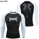 Y2k anime impressão camisa de compressão dos homens correndo camiseta de secagem rápida fitness esportiva ginásio esportes respirável topos rash guard mma