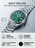 Relógio masculino automático vintage 36mm mostrador champagne em aço inox