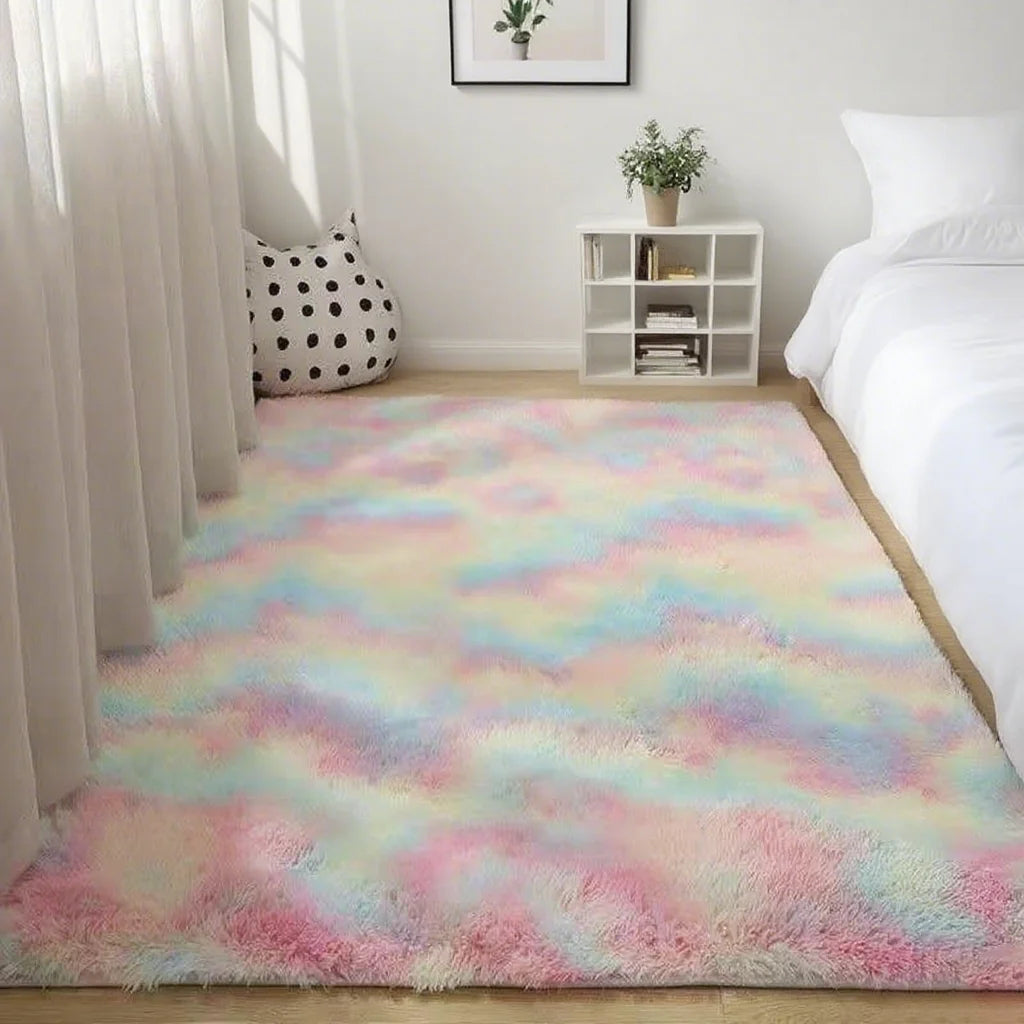 Shaggy Area Gray Rug For Living Room Super Soft Long Pile Bedroom Carpet Non-Slip Children's Home Decor Fluffy Bedside Floor Mat