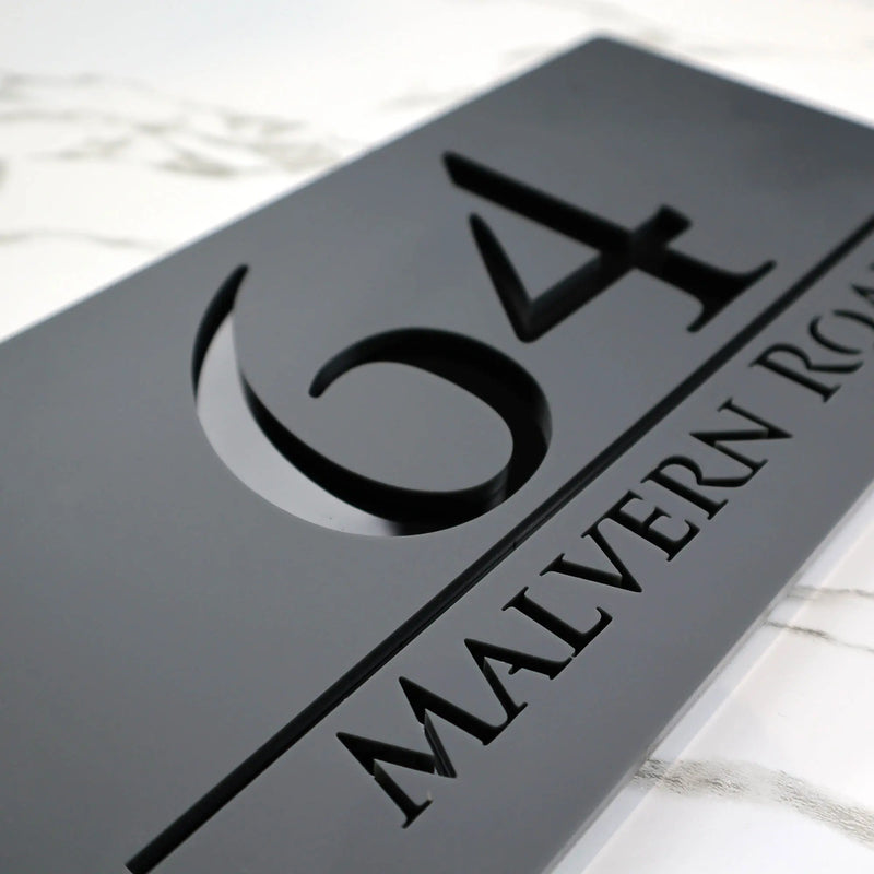 Matte Black Gray Personalized Laser Cut Large Acrylic Modern 3D Floating House Number sign Outdoor Street Family Name Plaque Are