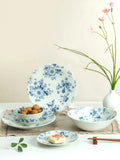 Household Ceramic Tableware Set Japanese Style Simple Restaurant Sushi Plate Circular Flower Patterns Fruit Plates