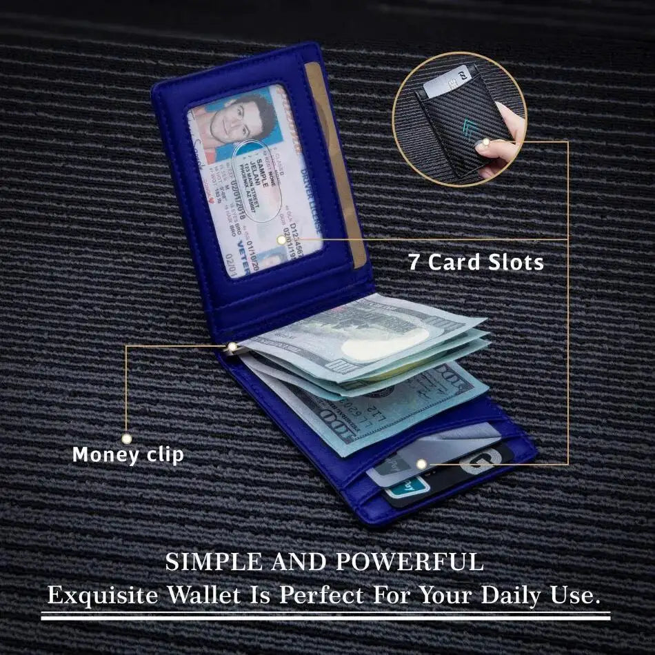 RFID Credit Card Holder Men Wallets Money Clip Luxury Slim Thin Mini Wallet Male Small Short Purse Minimalist Billfold Wallet