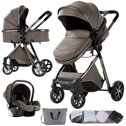 Baby Stroller 3‑in‑1 Travel System Pushchair Lightweight Pram from Birth All‑Terrain Baby Buggy Compact Fold Stroller Summer