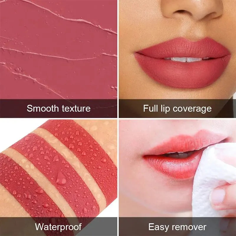 Lápiz labial mate de alta pigmentación HANDAIYAN, terciopelo, resistente al agua, maquillaje de larga duración, cosméticos para labios