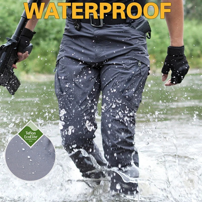 Pantalones cargo urbanos para hombre, multibolsillos, impermeables, resistentes al desgaste, informales, de entrenamiento, de secado rápido