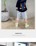 Camiseta de manga corta de verano para niños, Top de cuello redondo para niños pequeños y medianos, moda informal versátil de media manga