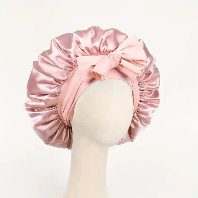 Gorro de cetim de seda ajustável Bonne para dormir gorro de cabelo com gravata para mulheres e homens