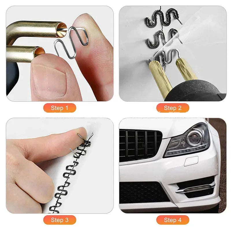 100-600 clavos de soldadura para reparación de plástico de automóviles, reparación de parachoques de coche, clavos ondulados precortados, máquina de soldadura con grapadora caliente. 