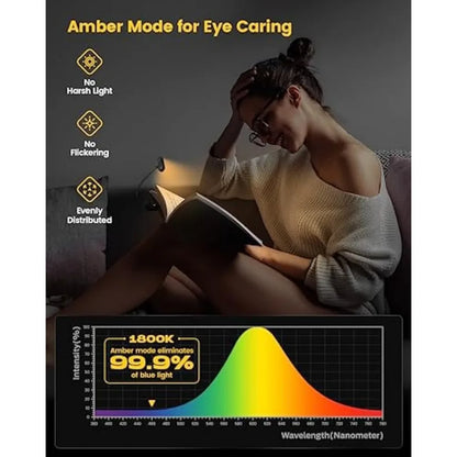 Olho cuidado horizontal et-head livro luz brilho regulável lâmpada de livro usb recarregável luz de leitura cabeceira luz da noite