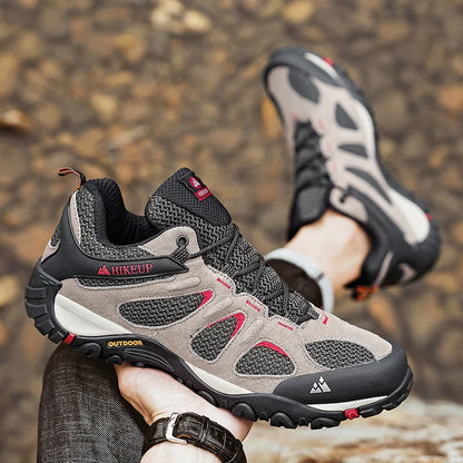 HIKEUP Men Shoes Breathable Splashproof Outdoor Hiking Shoes Mountain Climbing Sport Men Hunting Trekking Sneaker