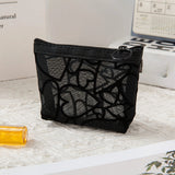 Heart-Shaped Nylon Mesh Cosmetic Bag Portable Toiletry Organizer for Women Makeup Storage
