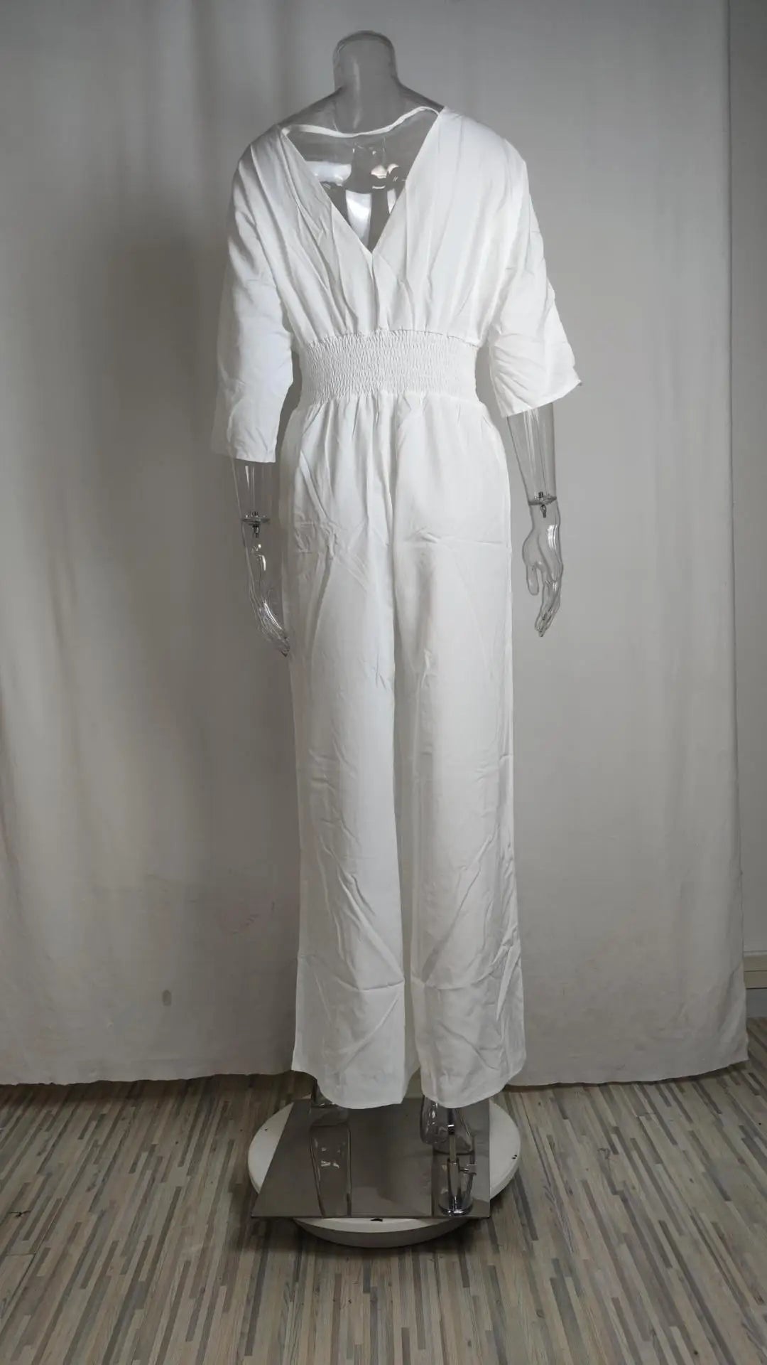 Solid Color Jumpsuits For Woman Jumpsuit Women's Clothing Temperament Simple Style Casual V-link Loose Tighten The Waist Elegant