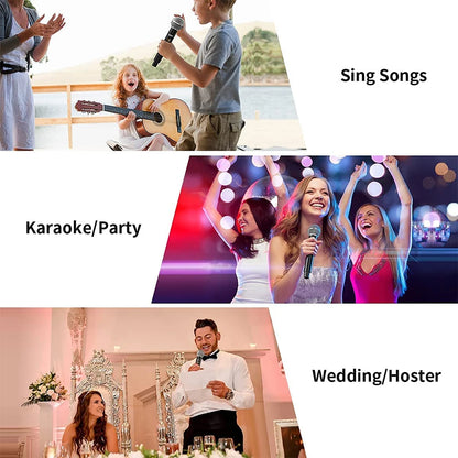 UHF Wireless Dual Handheld Dynamic Microphone Karaoke Microphone with Rechargeable Receiver for Wedding Party Speech Church Club