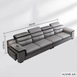 MINGDIBAO Leather Sectional Sofa Set with Cup Holder, USB, Adjustable Headrests & Bluetooth Speaker Living Room Couch with Stool