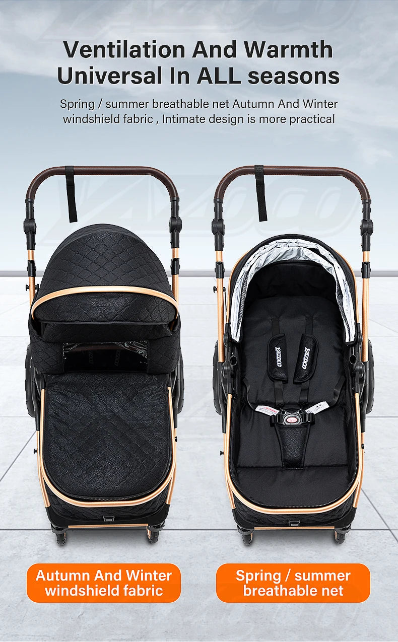 Newest Baby Stroller 3 in 1 Lightweight High Landscape Baby Carriage Aluminum Frame Travel System with Car Seat Pram for Newborn