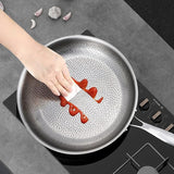 German Titanium Steel Frying Pan Uncoated Non Stick Pan Fish Scale Hammer Pattern Household Steak Frying Pan Kitchen Cookware
