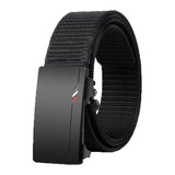 Cinturón de nailon tejido para hombre, con hebilla automática, para deportes al aire libre y ocio, ideal para vaqueros.