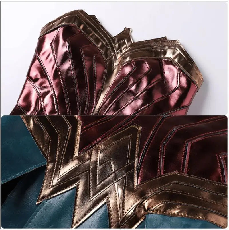 Anime Wonder Cos Dress Diana Cosplay Costume Adult Brown Top Faux Leather Corset Shorts +Girl Accessories Halloween Outfit
