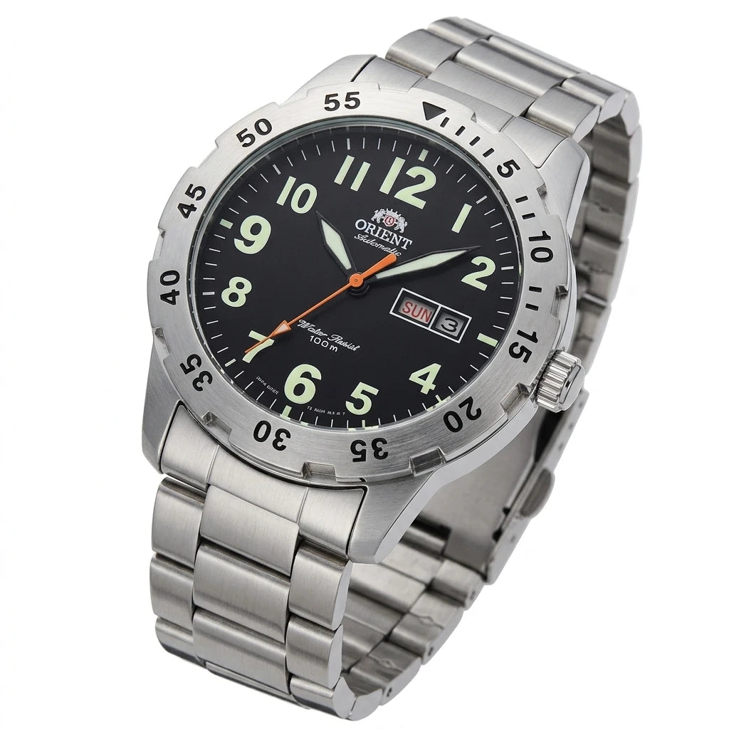 Relógio masculino automático esportivo em aço inox a prova de agua 100 M