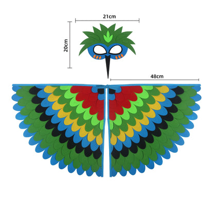 Children Owl Wings Costume Animals Peacock Felt Cloak with Mask for Kids Boys Girls Stage Performance Halloween Party Cape