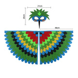 Children Owl Wings Costume Animals Peacock Felt Cloak with Mask for Kids Boys Girls Stage Performance Halloween Party Cape