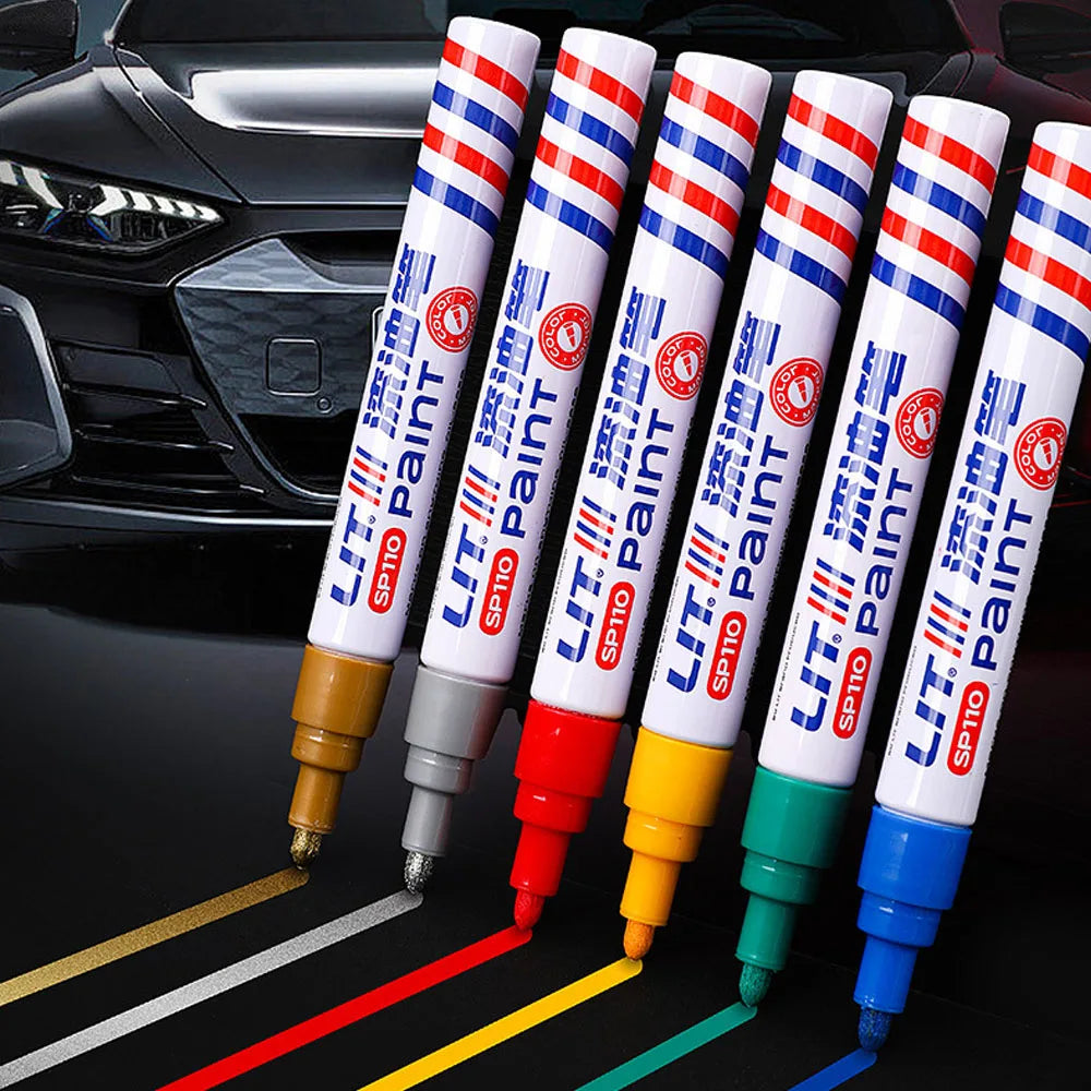 Car Paint Pen Waterproof Car Tire Tread Oil-Based Painting Marker Permanent Auto Scratch Repair Touch Up Paint Pen Quick Dry