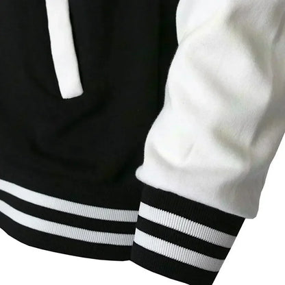 Chaqueta de béisbol con estampado de letras y bloques de color para hombre de Manfinity, chaqueta de motociclista, chaqueta de cuero estilo urbano para hombre