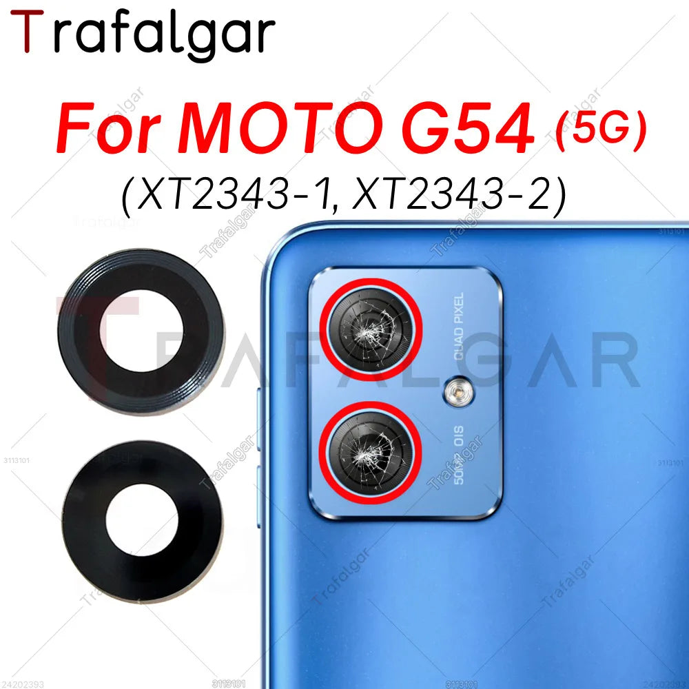 Lente de cristal de la cámara trasera para Motorola MOTO G54 5G XT2343-1 XT2343-2, repuesto con adhesivo.
