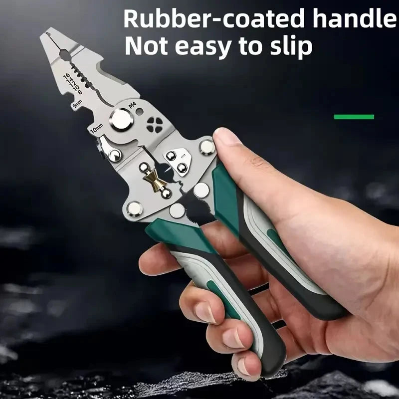 Wire Stripping Pliers Multi-Function Electrician Tool With Crimping Cutting and Wrench Features Foldable Design for Easy Storage