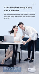 P10 10800mAh Folding Portable Fan USB Remote Control Air Cooler Silent Rechargeable Wireless Floor Standing Fan for Camping Desk